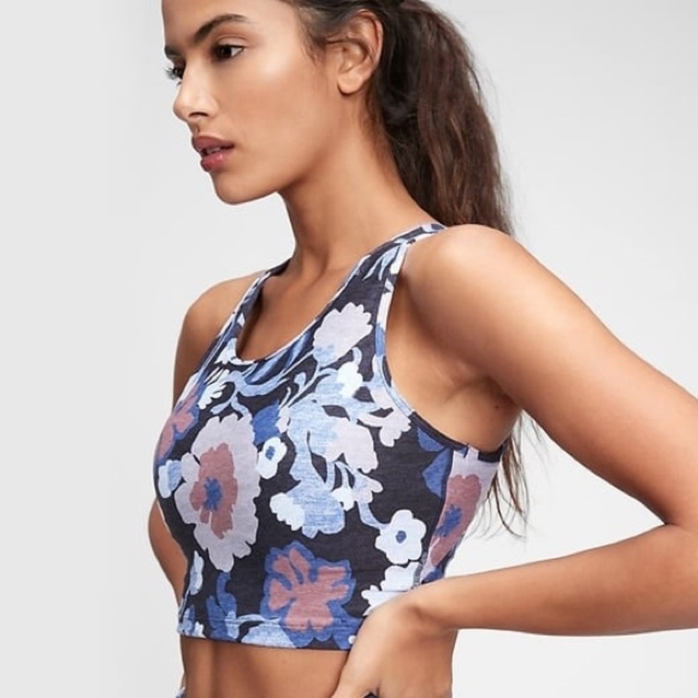 GAP GapFit Impact Cut-Out Back Sports Bra in XL Blue Floral